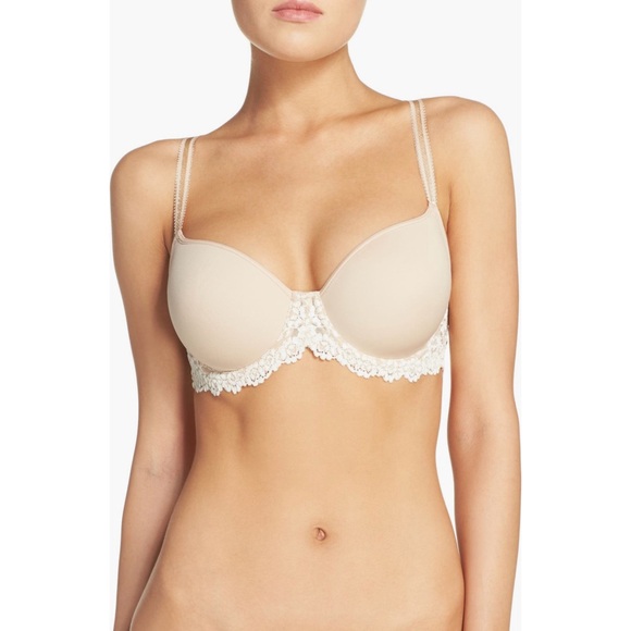 WACOAL 853191 NATURALLY NUDE / IVORY LACE T-SHIRT BRA SZ 38D NWOT - Picture 1 of 5